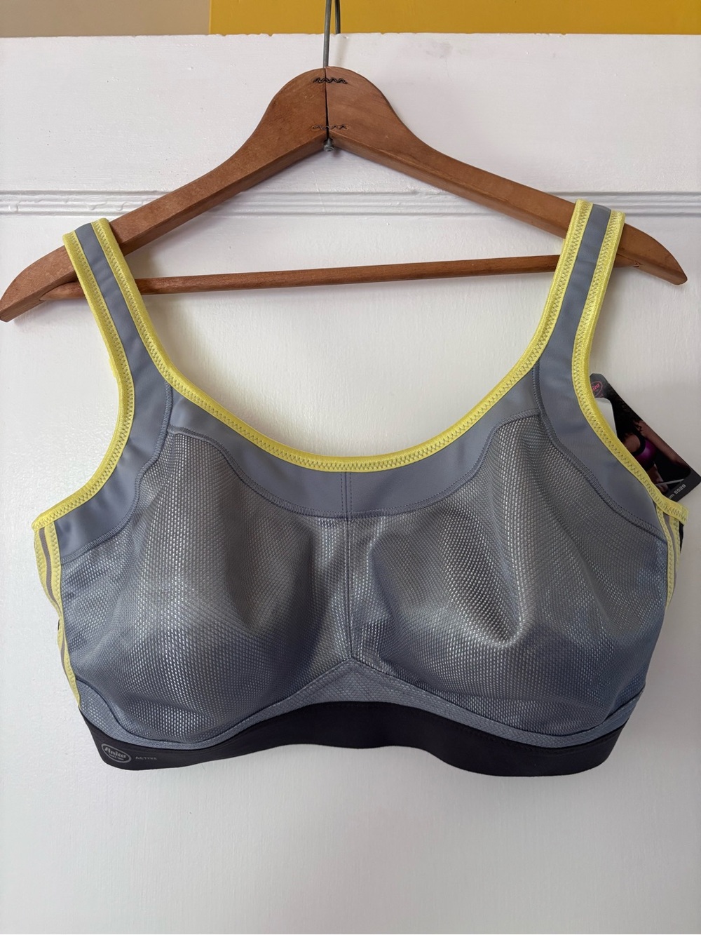 Anita Grey Sports Bra with Yellow Trim